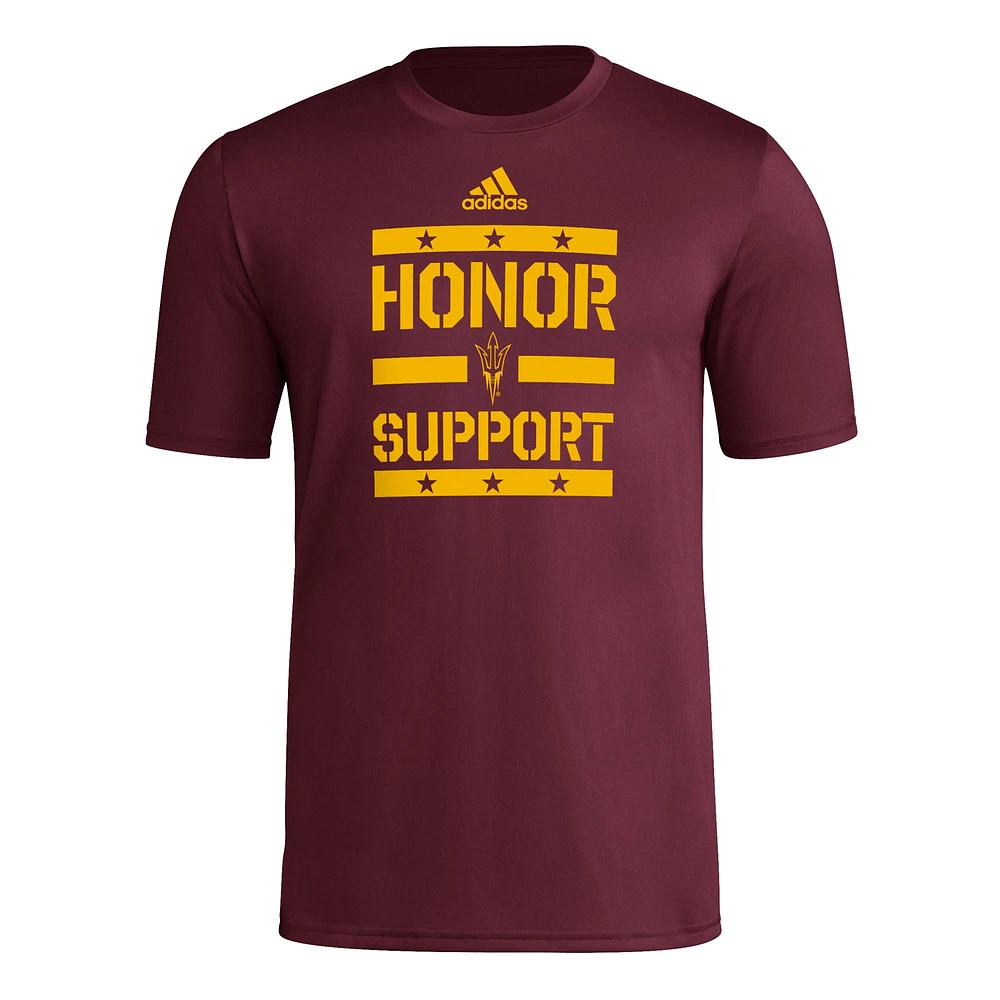 Men's adidas Maroon Arizona State Sun Devils Honor & Support Pre-Game T-Shirt