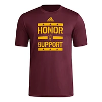 Men's adidas Maroon Arizona State Sun Devils Honor & Support Pre-Game T-Shirt