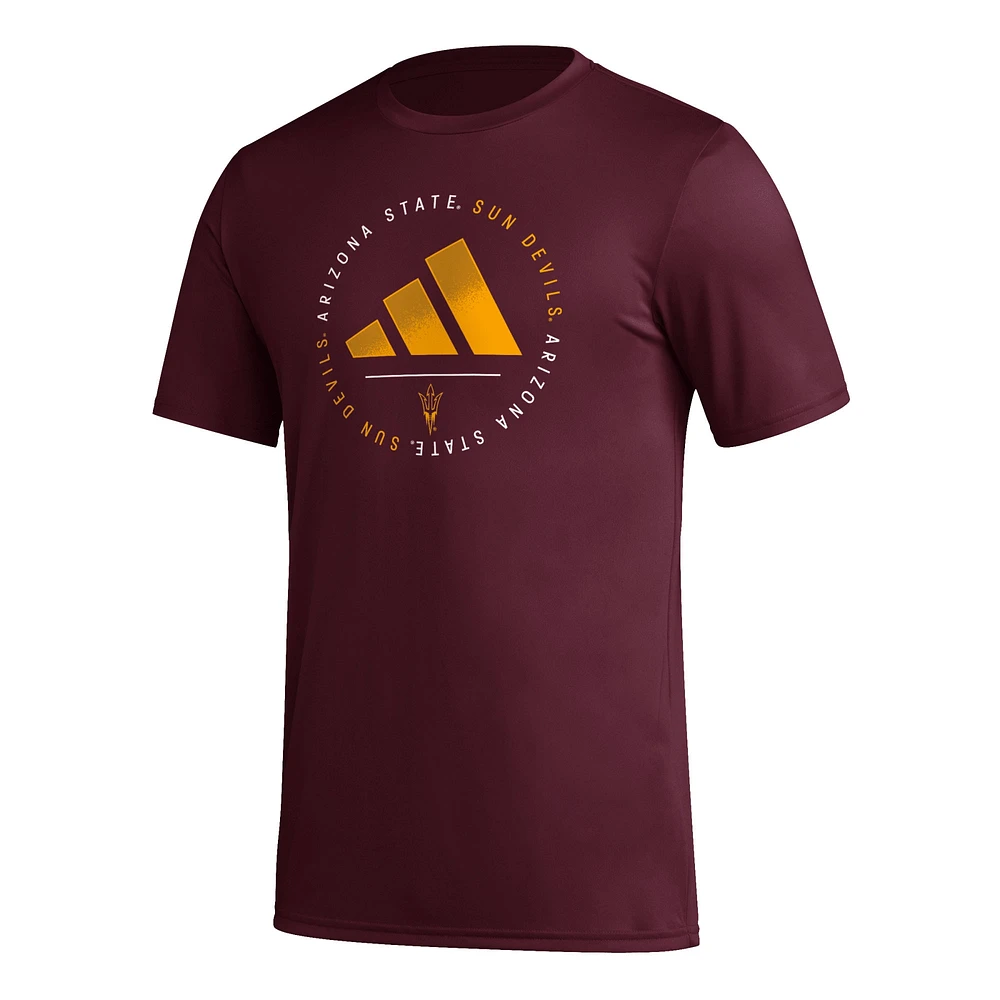 T-shirt d'avant-match adidas Arizona State Sun Devils Stripe Up AEROREADY pour homme
