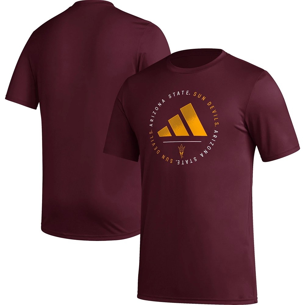 T-shirt d'avant-match adidas Arizona State Sun Devils Stripe Up AEROREADY pour homme