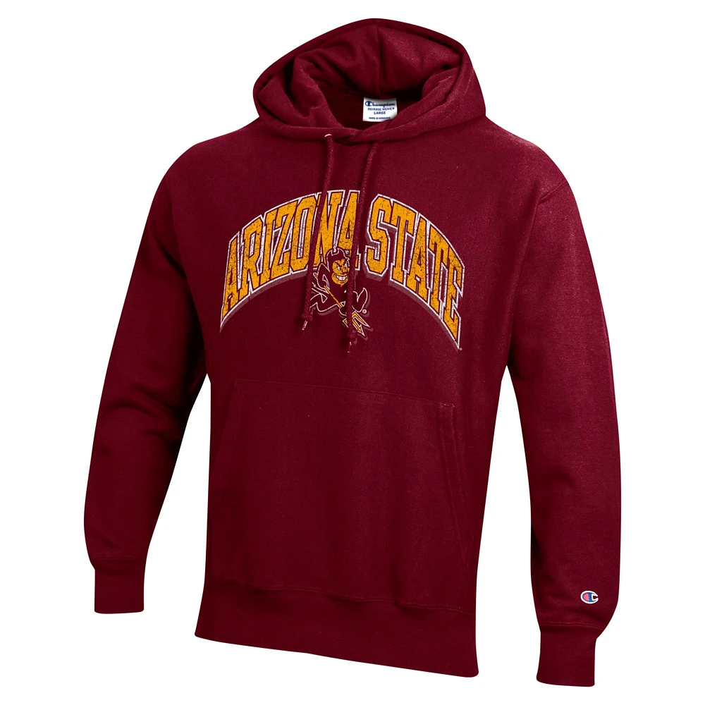 Men's Champion Maroon Arizona State Sun Devils Vault Late Night Reverse Weave Pullover Hoodie