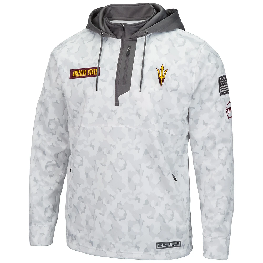 Men's Colosseum Arctic Camo Arizona State Sun Devils OHT Military Appreciation Quarter-Zip Hoodie