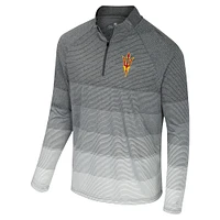 Men's Colosseum  Gray Arizona State Sun Devils AI Striped Mesh Quarter-Zip Raglan Windshirt