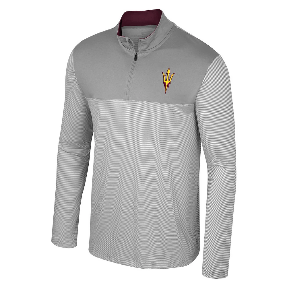 Men's Colosseum Gray Arizona State Sun Devils Tuck Quarter-Zip Top