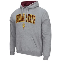 Men's Colosseum Heather Gray Arizona State Sun Devils Arch & Logo 3.0 Pullover Hoodie