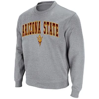 Men's Colosseum Heather Gray Arizona State Sun Devils Arch & Logo Pullover Sweatshirt