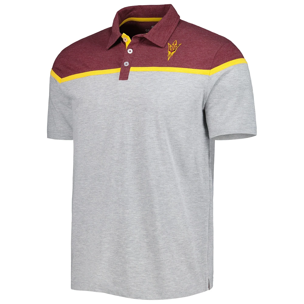 Men's Colosseum Heather Gray Arizona State Sun Devils Chamberlain Polo