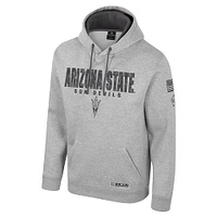 Men's Colosseum Heather Gray Arizona State Sun Devils Oorah OHT Military Appreciation Pullover Hoodie