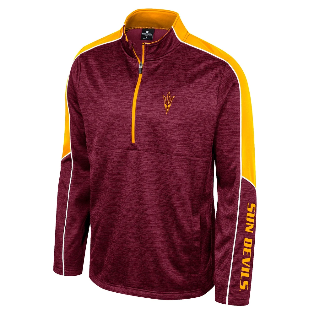 Men's Colosseum Maroon Arizona State Sun Devils Marled Half-Zip Jacket