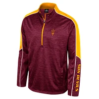 Men's Colosseum Maroon Arizona State Sun Devils Marled Half-Zip Jacket