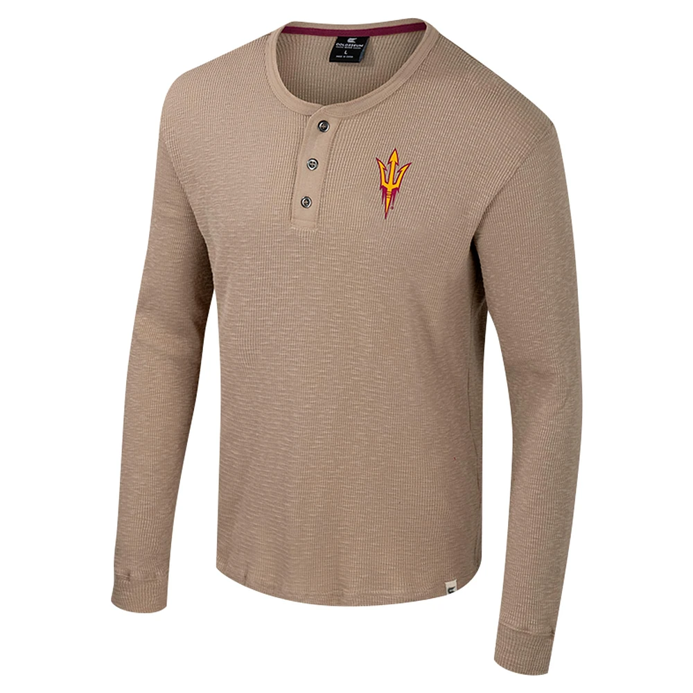 Chemise Henley à manches longues Great Outdoors pour homme Colosseum Tan Arizona State Sun Devils
