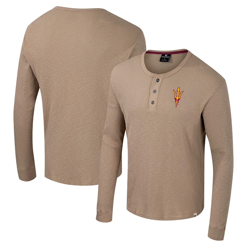 Chemise Henley à manches longues Great Outdoors pour homme Colosseum Tan Arizona State Sun Devils