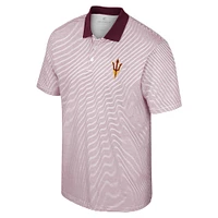 Men's Colosseum White/Maroon Arizona State Sun Devils Print Stripe Polo