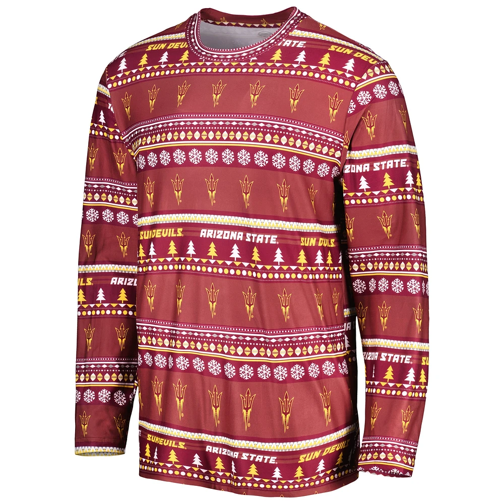 Men's Concepts Sport Maroon Arizona State Sun Devils Swivel Long Sleeve T-Shirt & Pants Sleep Set
