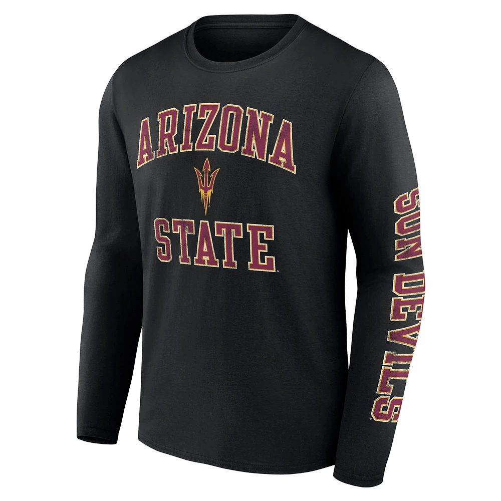 Men's Fanatics Black Arizona State Sun Devils Distressed Arch Over Logo Long Sleeve T-Shirt