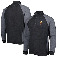Men's Tommy Bahama Black Arizona State Sun Devils Sport Scrimmage Snap Mock Neck Raglan Button-Up Jacket