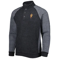 Men's Tommy Bahama Black Arizona State Sun Devils Sport Scrimmage Snap Mock Neck Raglan Button-Up Jacket