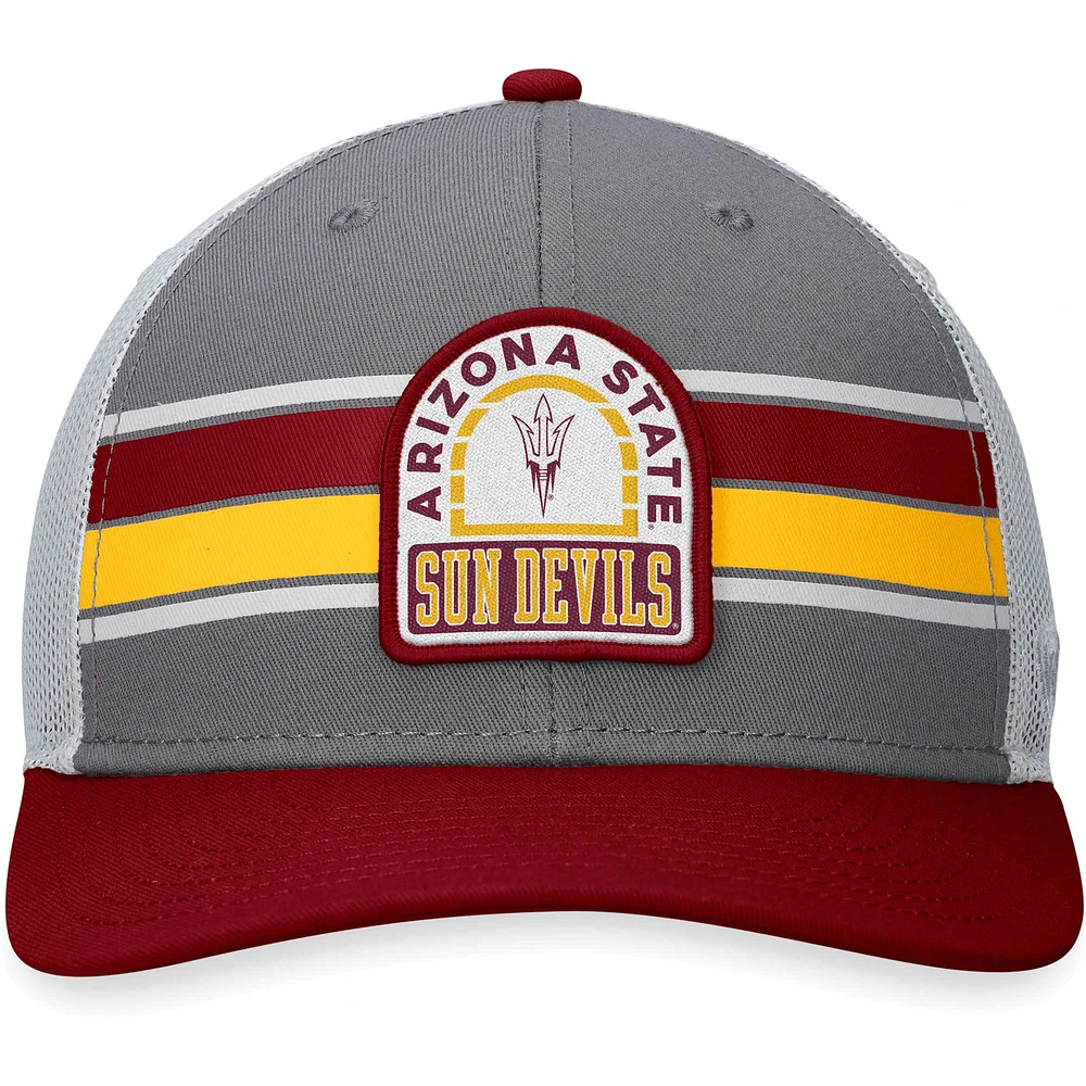 Men's Top of the World Gray/Maroon Arizona State Sun Devils Aurora Trucker Adjustable Hat