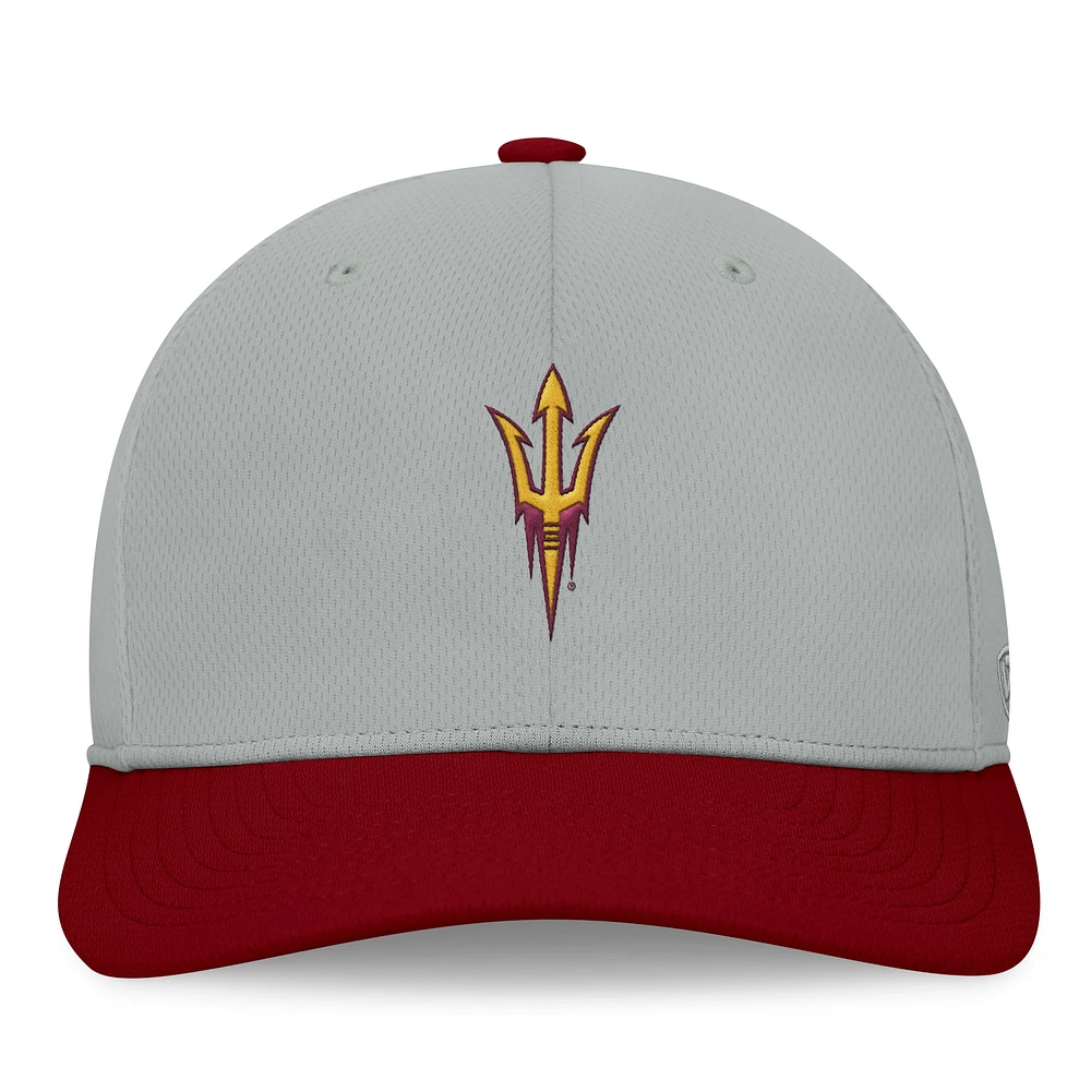 Men's Top of the World  Gray/Maroon Arizona State Sun Devils Mick Flex Hat