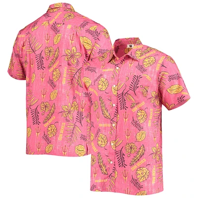 Wes & Willy Maroon Arizona State Sun Devils Chemise boutonnée à fleurs vintage pour hommes