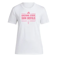 T-shirt adidas blanc pour femme Arizona State Sun Devils 2024 Breast Cancer Awareness Pregame