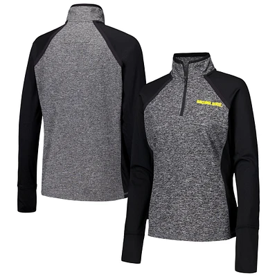 Veste zippée 1/4 raglan Finalist des Sun Devils de l'État l'Arizona pour femme, noir/gris chiné