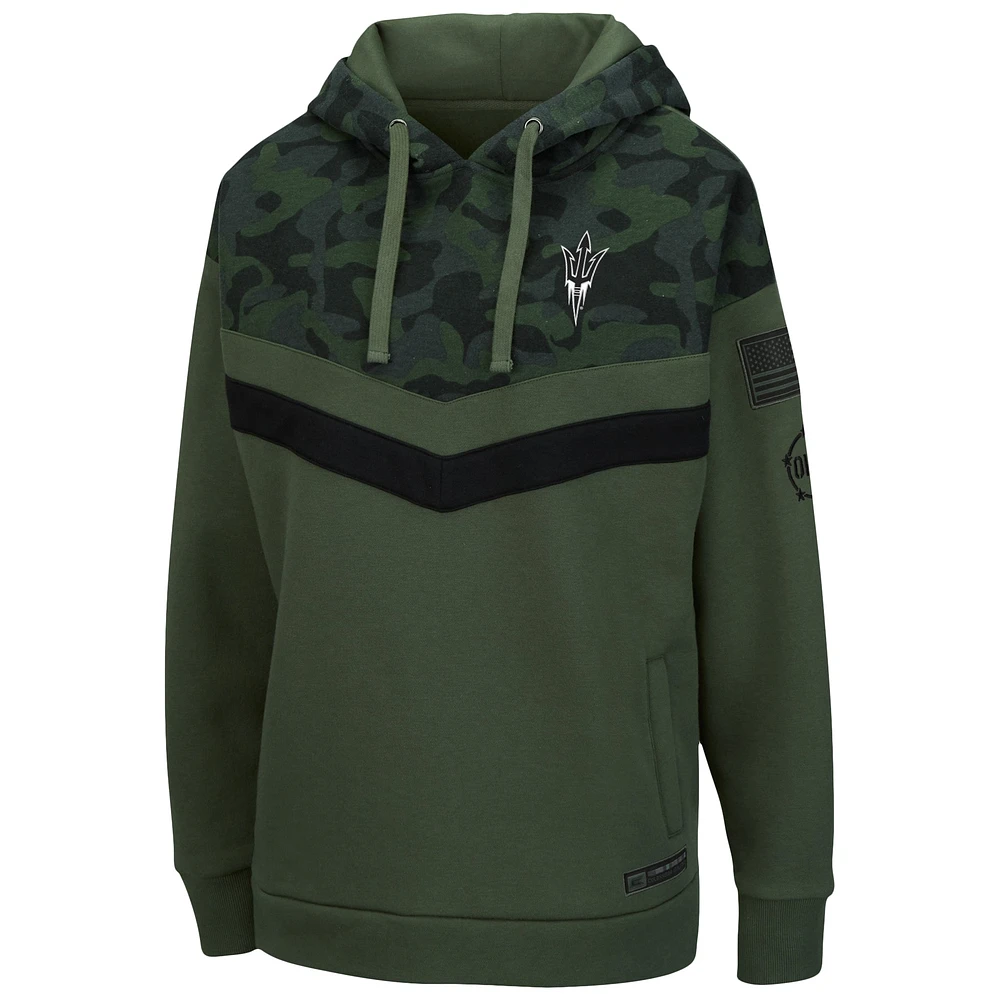 Women's Colosseum Olive/Camo Arizona State Sun Devils OHT Military Appreciation Extraction Chevron Pullover Hoodie