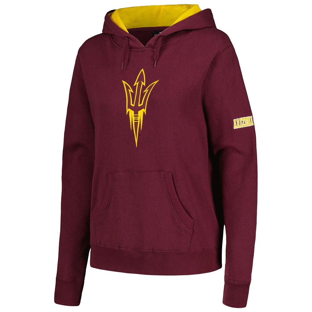 Women's Maroon Arizona State Sun Devils Team Big Logo Pullover Hoodie