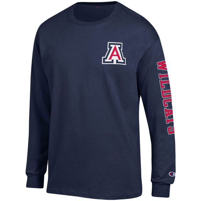 T-shirt à manches longues Team Stack des Wildcats de l'Arizona Champion bleu marine pour homme