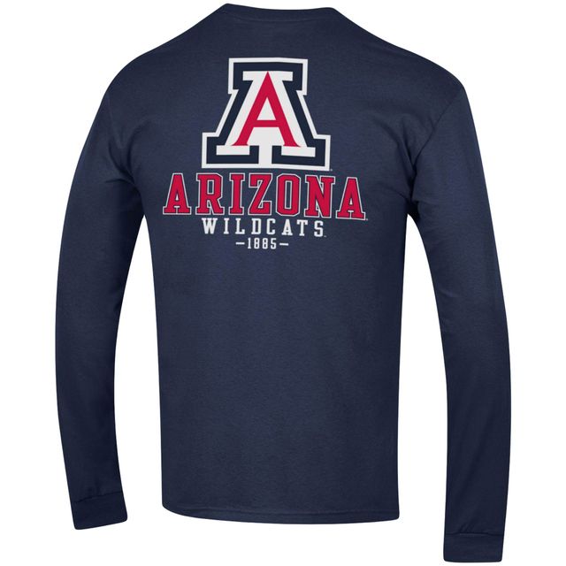 T-shirt à manches longues Team Stack des Wildcats de l'Arizona Champion bleu marine pour homme