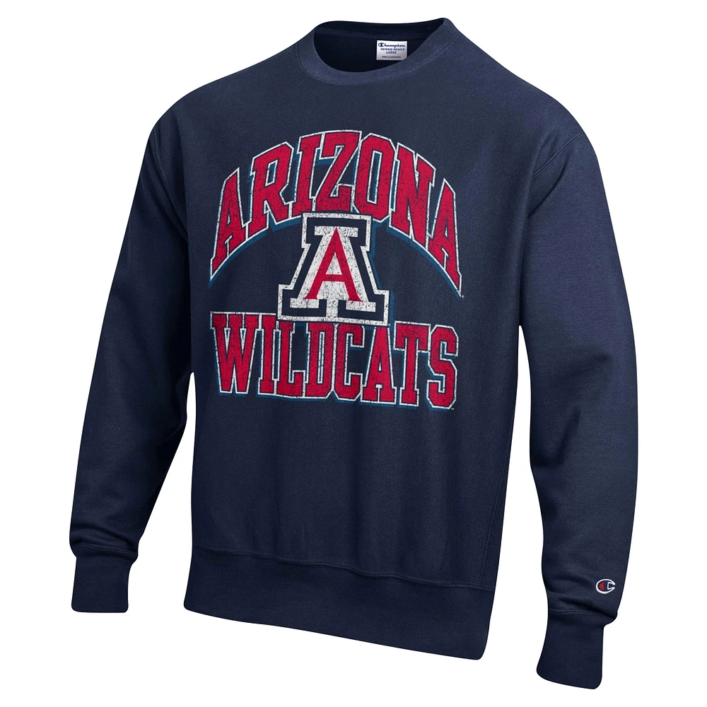 Men's Champion Navy Arizona Wildcats Vault Late Night Reverse Weave Pullover Sweatshirt