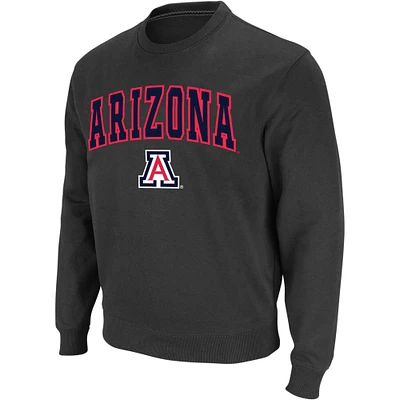 Colosseum Charcoal Arizona Wildcats Arch & Logo Crew Neck Sweat-shirt pour homme