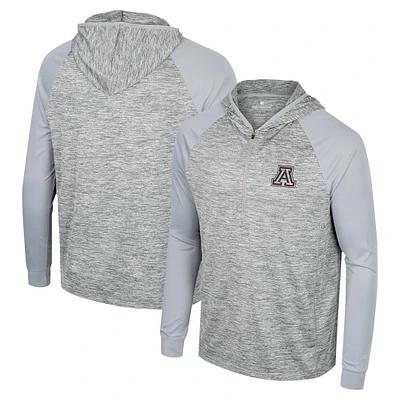 Haut à capuche Cybernetic Raglan quart de zip pour homme, gris Colosseum, Arizona Wildcats