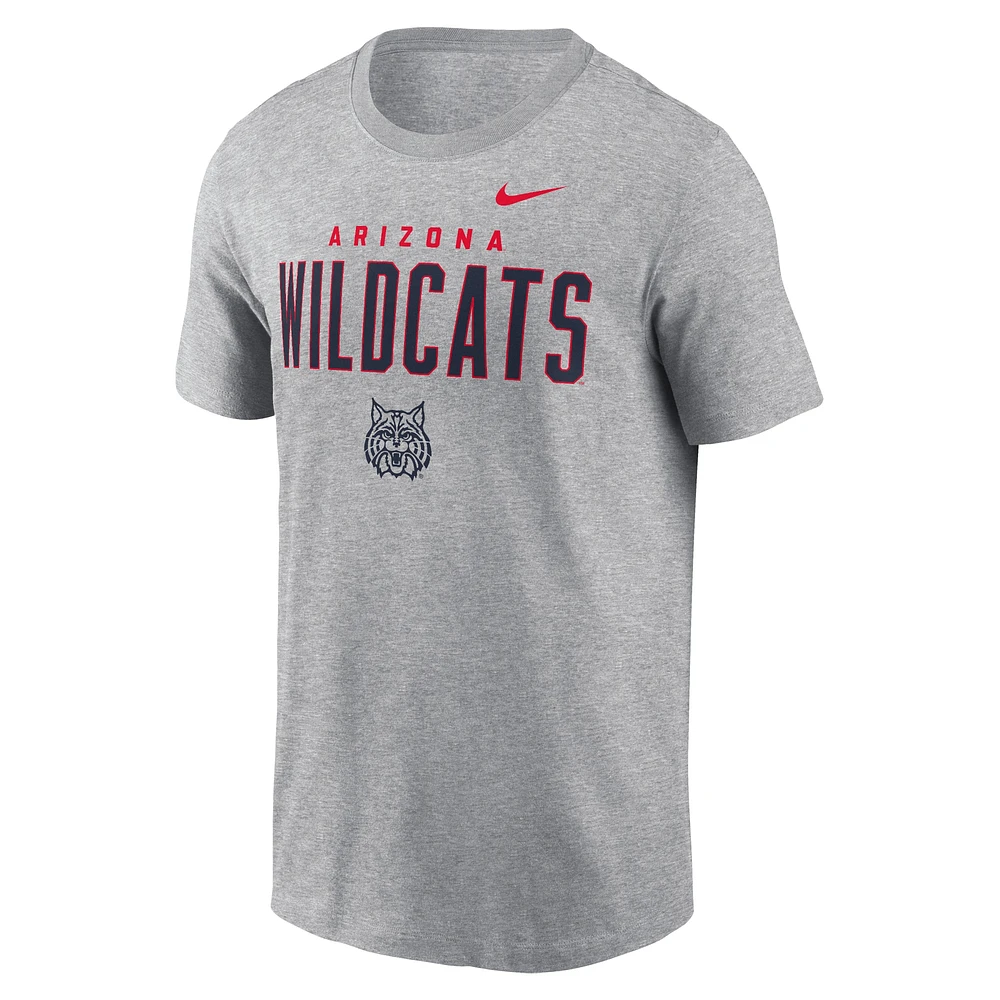 Men's Nike Heather Gray Arizona Wildcats Campus 2-Hit Primary Mascot T-Shirt