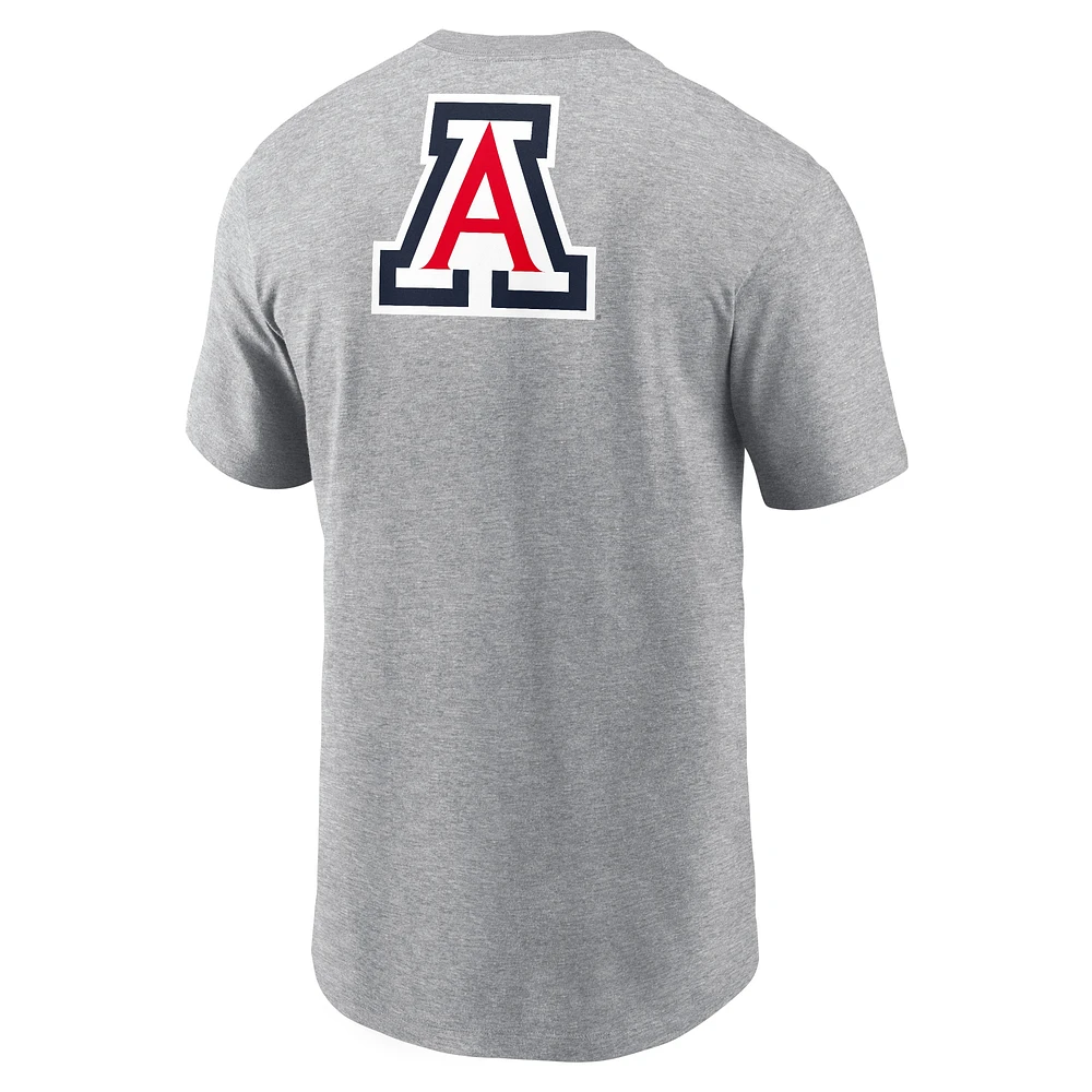 Men's Nike Heather Gray Arizona Wildcats Campus 2-Hit Primary Mascot T-Shirt