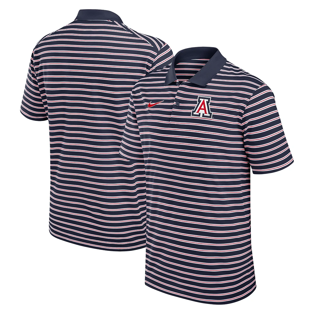 Polo de performance rayé Nike pour hommes, bleu marine/blanc, Arizona Wildcats Primetime Victory