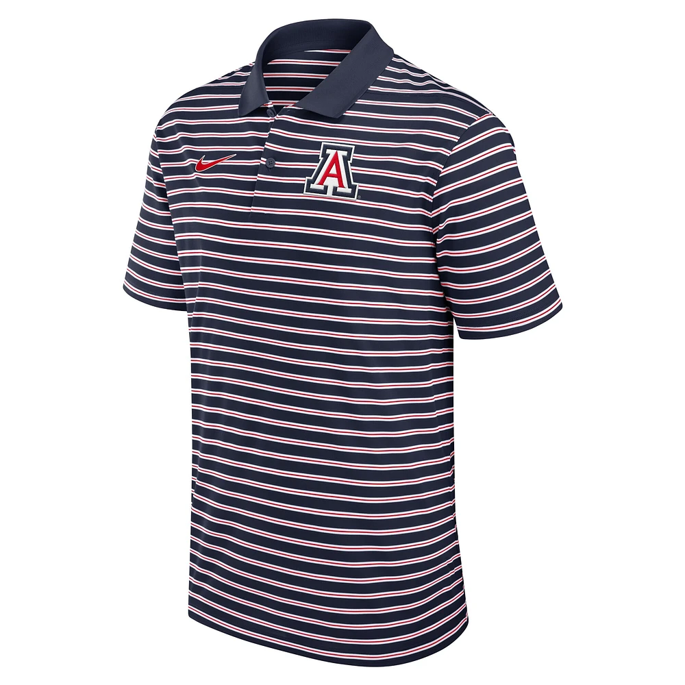 Polo de performance rayé Nike pour hommes, bleu marine/blanc, Arizona Wildcats Primetime Victory