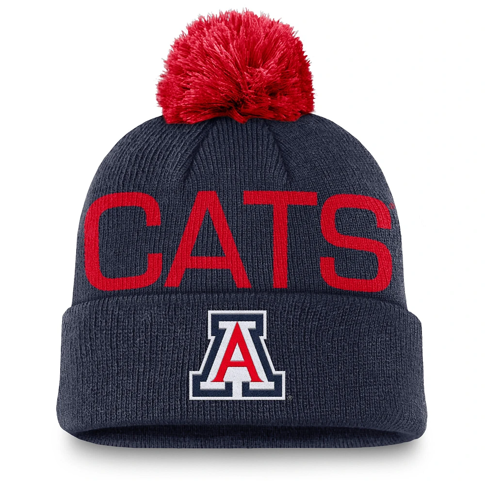 Men's Nike Navy Arizona Wildcats Peak Cuffed Knit Hat with Pom