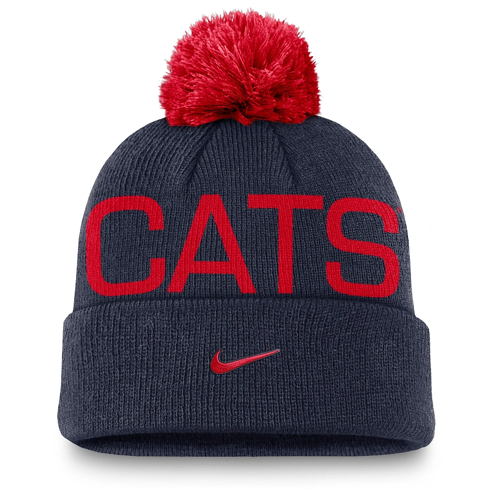 Men's Nike Navy Arizona Wildcats Peak Cuffed Knit Hat with Pom