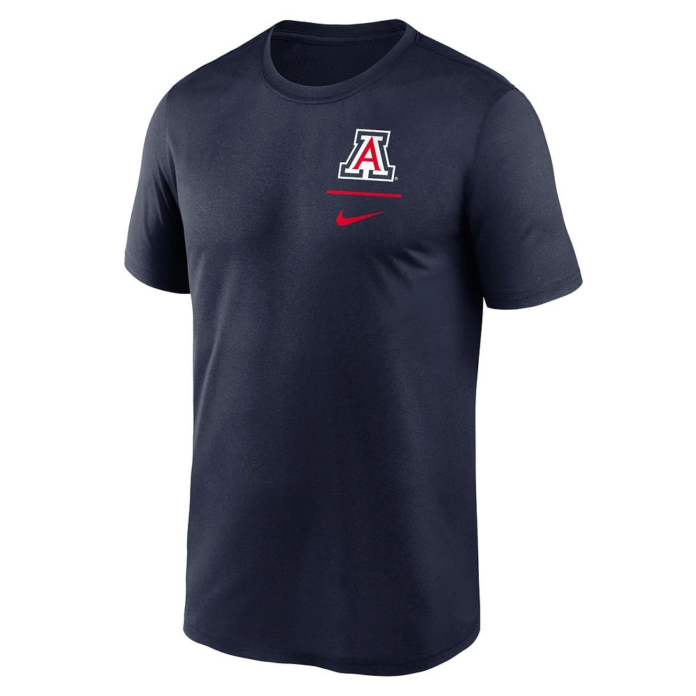 T-shirt Nike Navy Arizona Wildcats pour homme avec logo principal Legend Performance