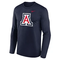 T-shirt à manches longues Nike bleu marine Arizona Wildcats Primetime Primary Legend pour homme