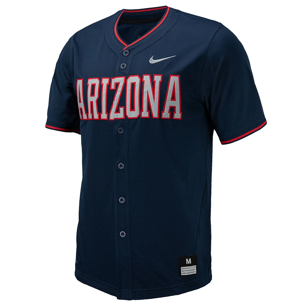 Maillot de baseball réplique à boutons complets Nike pour hommes, bleu marine, Arizona Wildcats