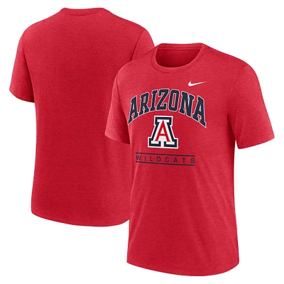 T-shirt Nike rouge Arizona Wildcats Arch Over Logo Tri-Blend pour homme