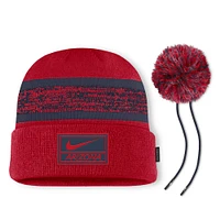 Men's Nike  Red Arizona Wildcats On-Field Peak Cuffed Knit Hat with Pom