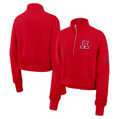 Sweat-shirt Nike rouge à demi-zip avec logo surélevé Arizona Wildcats Legacy pour femme