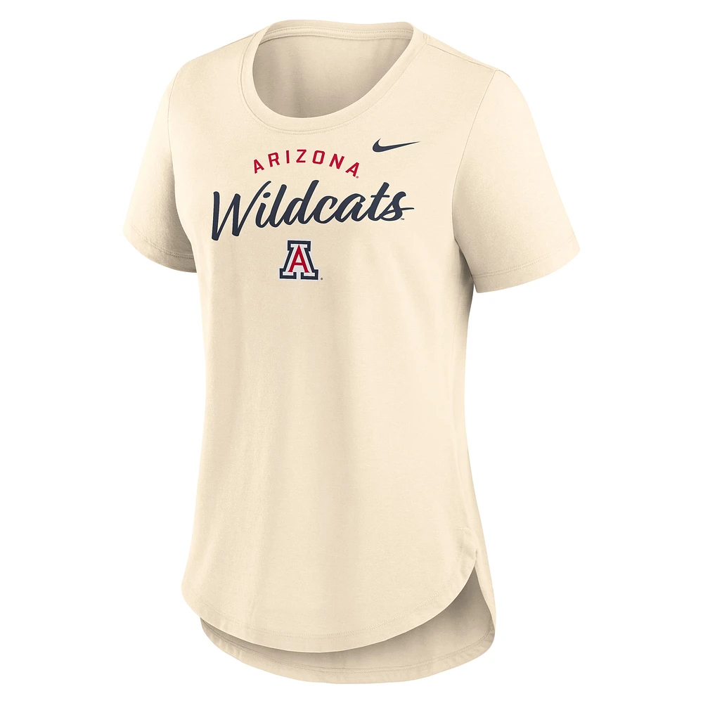 T-shirt Nike Tan Tri-Blend avec logo script des Arizona Wildcats pour femme