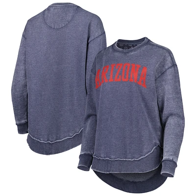 Women's Pressbox Navy Arizona Wildcats Vintage Wash Pullover Sweatshirt