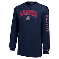Youth Champion Navy Arizona Wildcats Distressed Arch Over Logo Long Sleeve T-Shirt