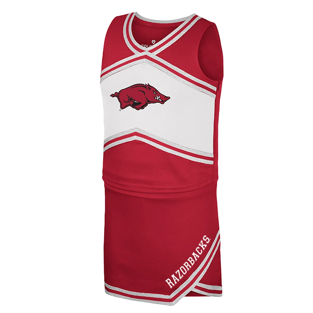 Girls Youth Colosseum Cardinal Arkansas Razorbacks Cheerleader Top & Skirt Set