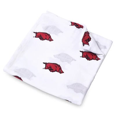 Couverture d'emmaillotage en mousseline pour bébé Three Little Anchors Arkansas Razorbacks blanc 47'' x 47''